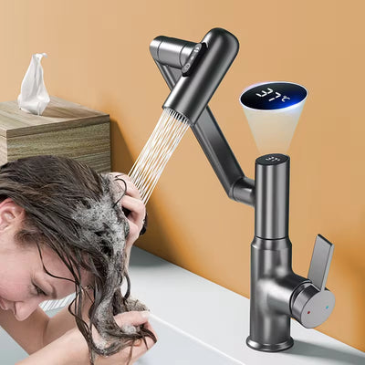 Modern LED Faucet – 360° Rotating Bathroom Sink Mixer with Temperature Display