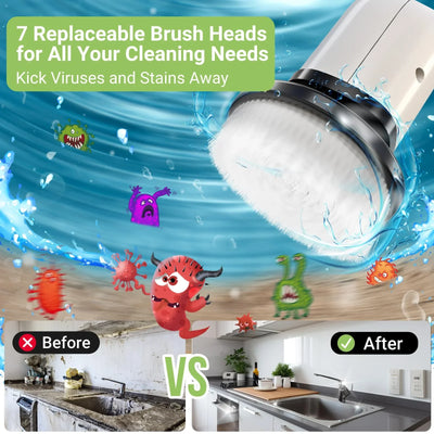 Multi-Head Electric Scrubber – Tub & Tile Cleaner
