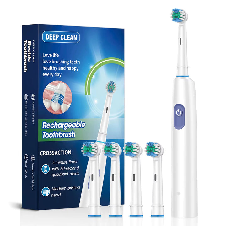 Electric Toothbrush for Adults Rechargeable Electric Toothbrush with 8 Brush Heads & Travel Case Rotary Electric Toothbrush