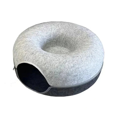 Donut Cat Bed & Tunnel Toy – Dual-Use Indoor Cat House for Play, Training & Rest