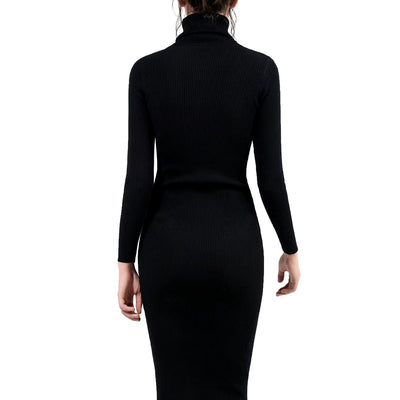 Ember Glow Knitted Turtleneck Dress