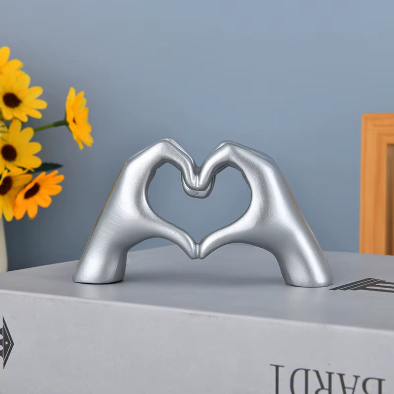 Gold Heart Hand Statue