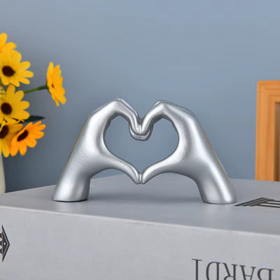 Gold Heart Hand Statue