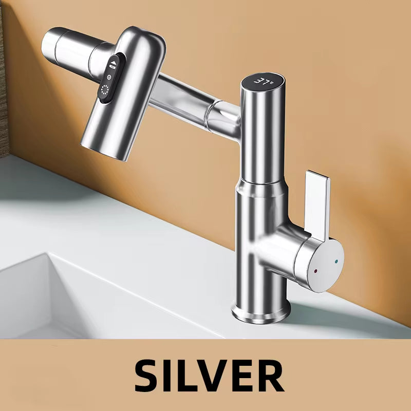 Modern LED Faucet – 360° Rotating Bathroom Sink Mixer with Temperature Display
