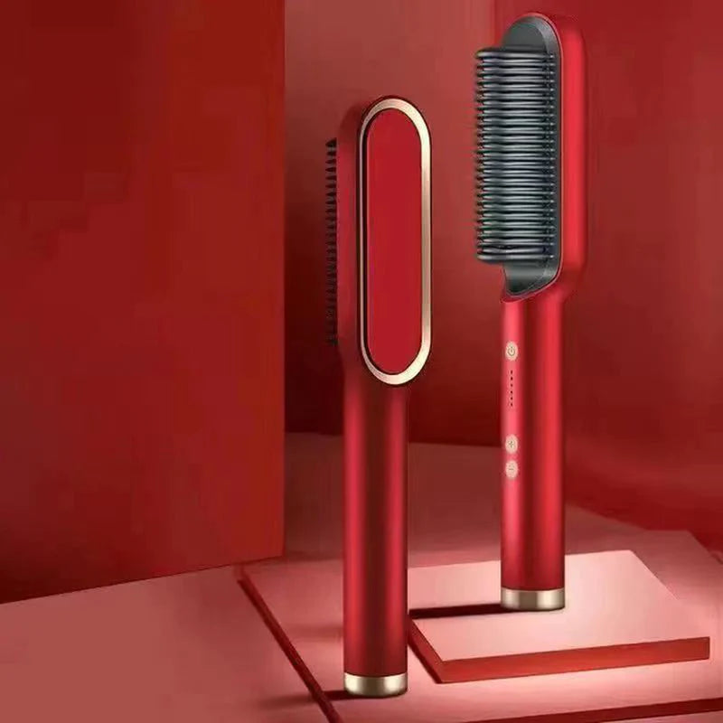 2-in-1 Hair Straightener & Curler – Ceramic Hot Comb