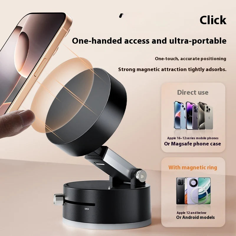Magnetic Vacuum Car Phone Holder – Strong Suction & Secure Grip