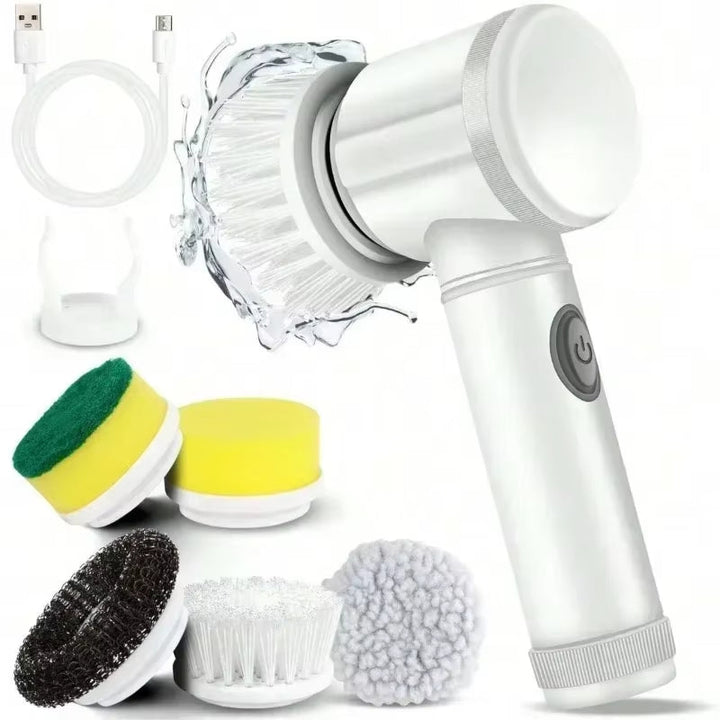 Versatile Electric Power Scrubber with 5 Replaceable Brush Heads - Ultimate Bathroom Cleaning Tool!