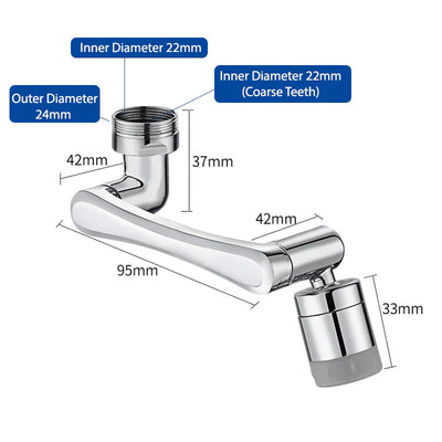 Kitchen Sink Faucet Aerator – 2 Mode Water Flow, Swivel 1080°