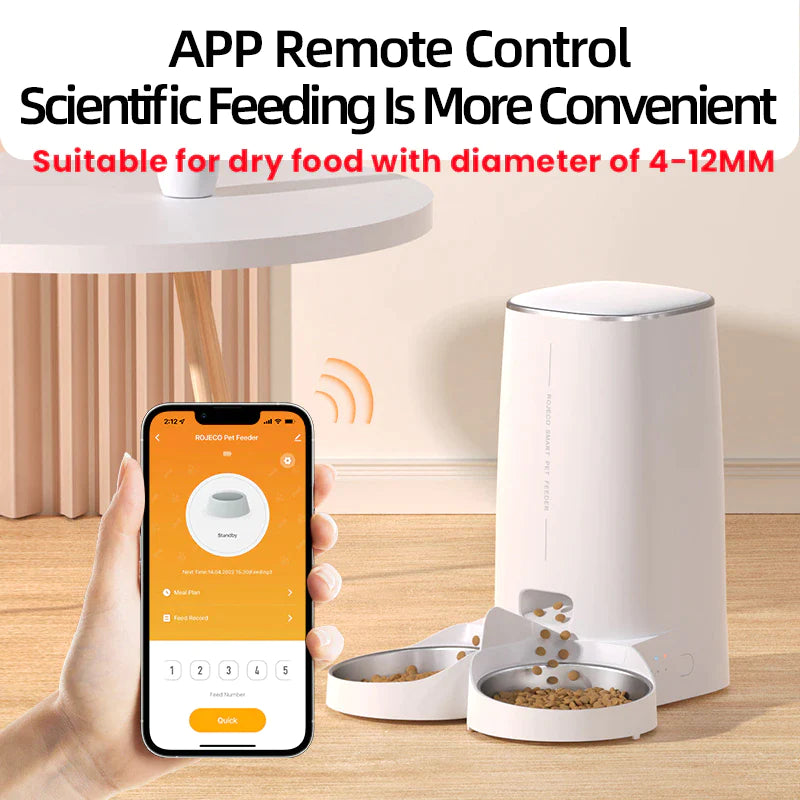 ROJECO Pet Food Dispenser – Automatic Cat & Dog Feeder with Timer & Remote Control