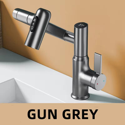 Modern LED Faucet – 360° Rotating Bathroom Sink Mixer with Temperature Display
