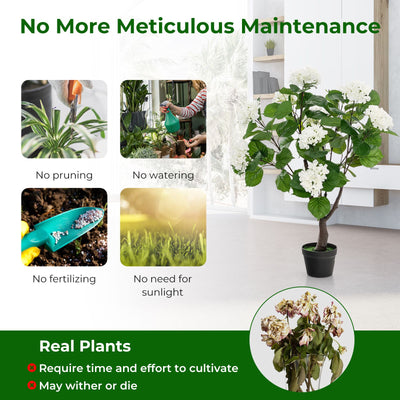 Artificial Hydrangea Tree with 11 White Flowers – Elegant Home, Office & Event Décor