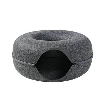 Donut Cat Bed & Tunnel Toy – Dual-Use Indoor Cat House for Play, Training & Rest