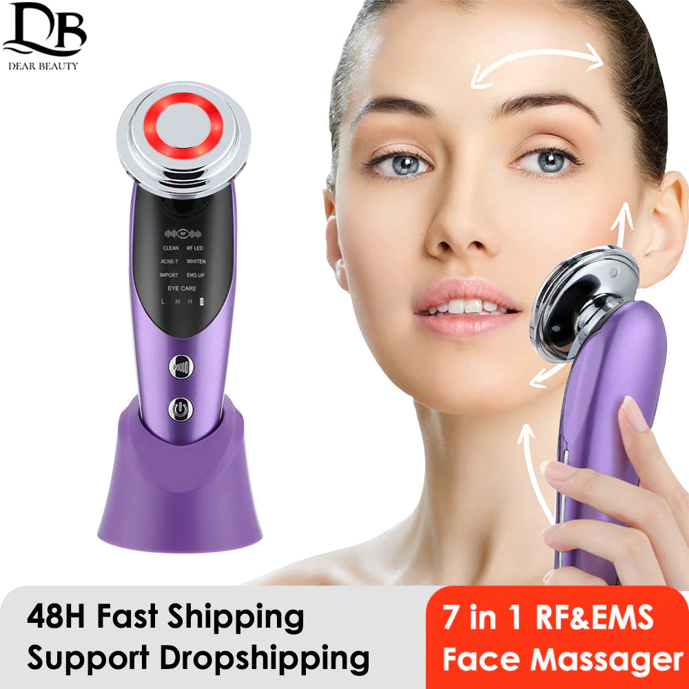 7-in-1 Facial Massager – EMS, RF, Microcurrent Anti-Aging Device