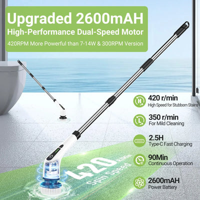 Multi-Head Electric Scrubber – Tub & Tile Cleaner