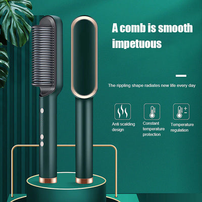 2-in-1 Hair Straightener & Curler – Ceramic Hot Comb