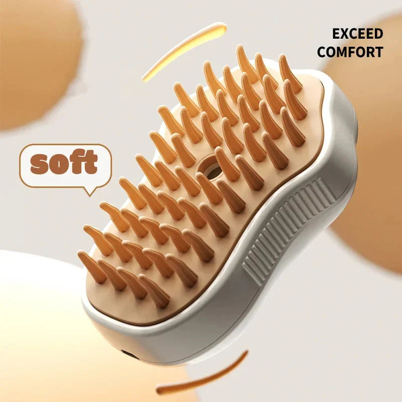 3-in-1 Steam Brush for Cats & Dogs – USB Rechargeable