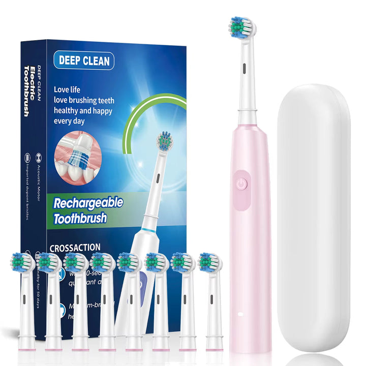 Electric Toothbrush for Adults Rechargeable Electric Toothbrush with 8 Brush Heads & Travel Case Rotary Electric Toothbrush