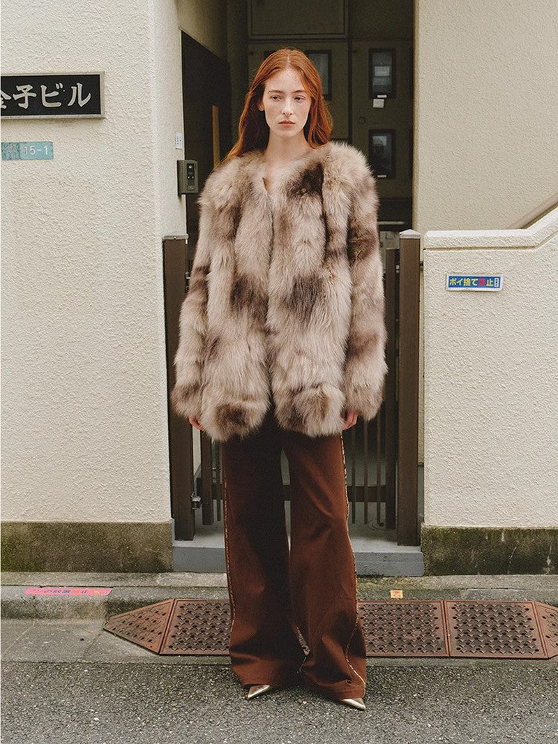 Rust & Caramel Fox Fur Coat