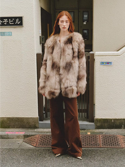 Rust & Caramel Fox Fur Coat