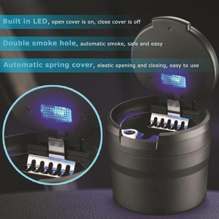 Car Ashtray, Detachable Easy Clean Car Ashtray with LED Light
