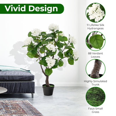 Artificial Hydrangea Tree with 11 White Flowers – Elegant Home, Office & Event Décor