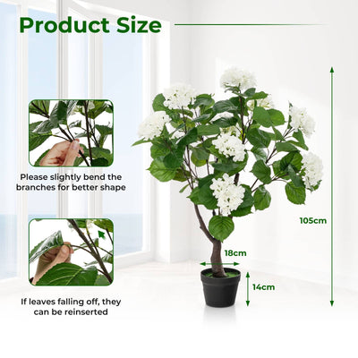 Artificial Hydrangea Tree with 11 White Flowers – Elegant Home, Office & Event Décor