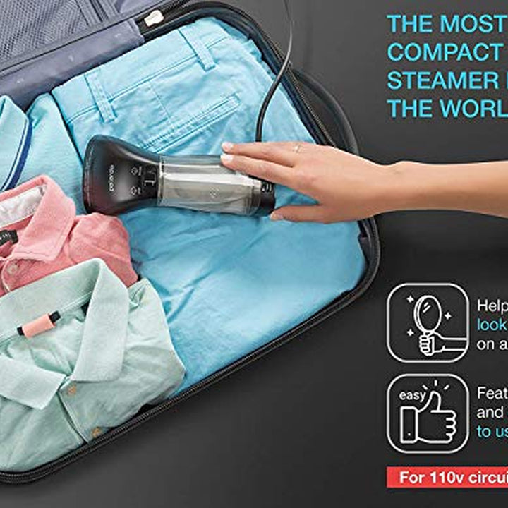 Steamer for Clothes, Hand Held Portable Travel Garment Steamer, Metal Steam Head, 25S Heat Up, Pump System, Mini Size, Handheld Steamer for Any Fabrics, No Water Spitting