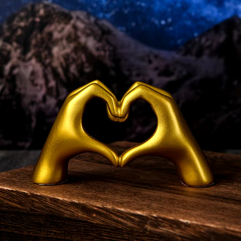 Gold Heart Hand Statue