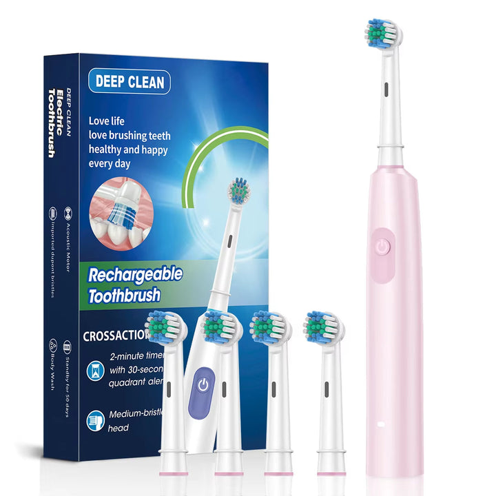 Electric Toothbrush for Adults Rechargeable Electric Toothbrush with 8 Brush Heads & Travel Case Rotary Electric Toothbrush