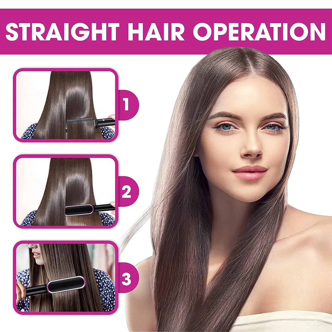 2-in-1 Hair Straightener & Curler – Ceramic Hot Comb
