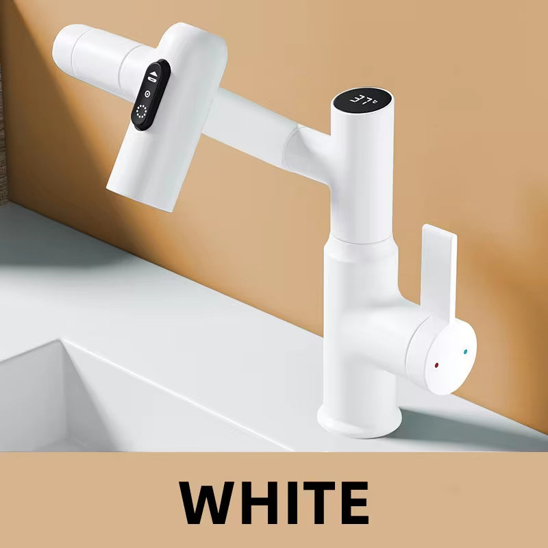 Modern LED Faucet – 360° Rotating Bathroom Sink Mixer with Temperature Display