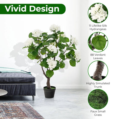 Artificial Hydrangea Tree with 11 White Flowers – Elegant Home, Office & Event Décor