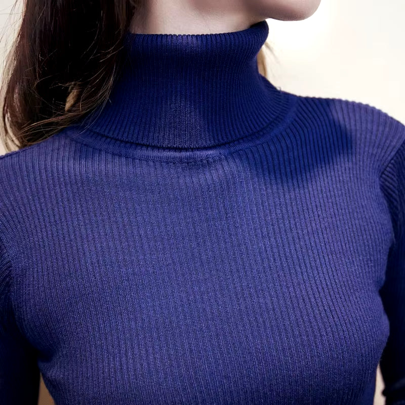Ember Glow Knitted Turtleneck Dress