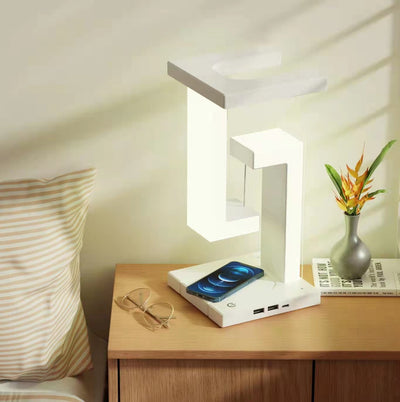 Floating Balance Table Lamp with Wireless Smartphone Charging