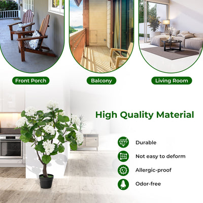 Artificial Hydrangea Tree with 11 White Flowers – Elegant Home, Office & Event Décor