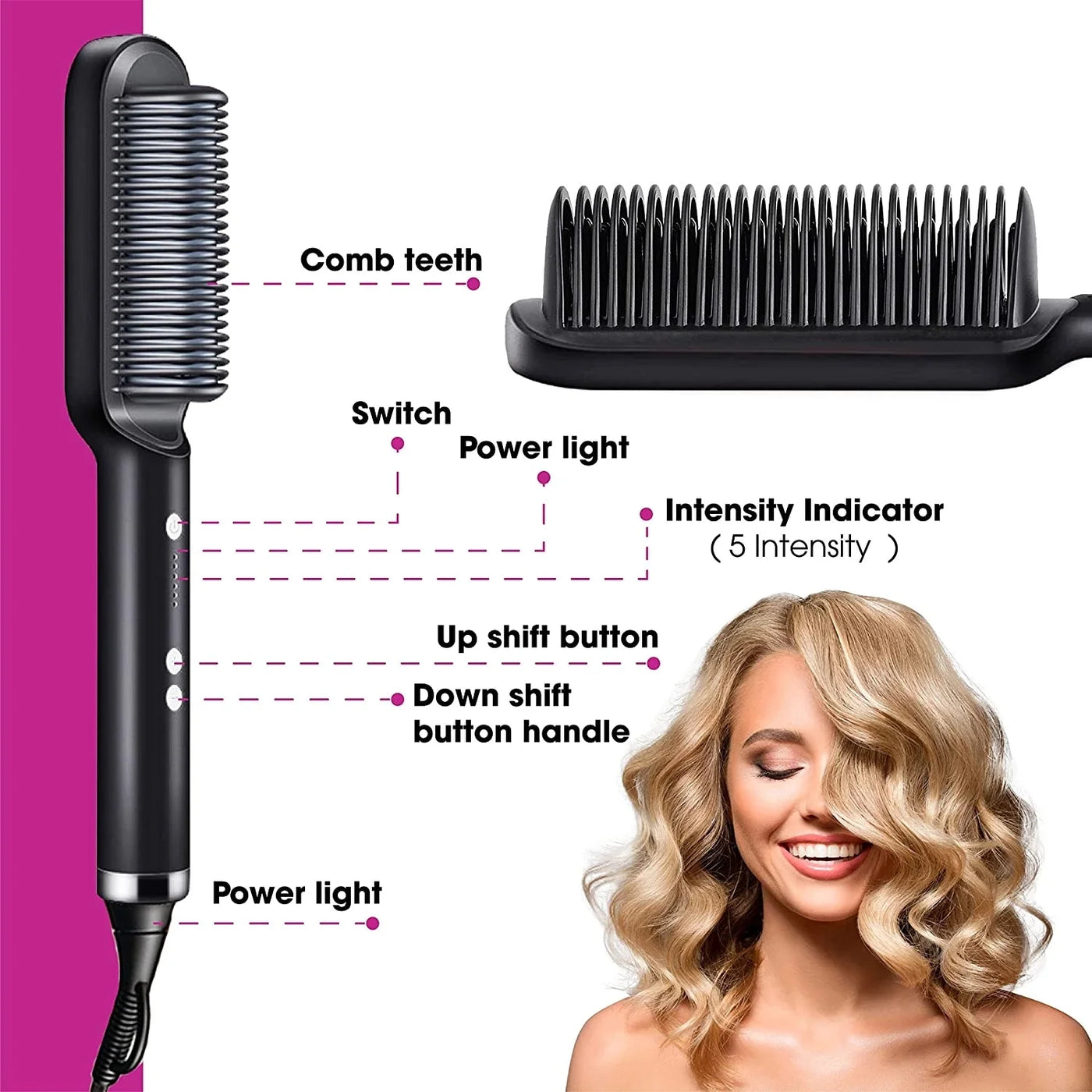 2-in-1 Hair Straightener & Curler – Ceramic Hot Comb