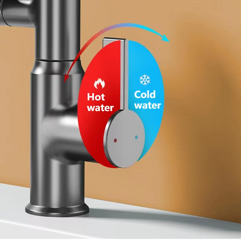 Modern LED Faucet – 360° Rotating Bathroom Sink Mixer with Temperature Display