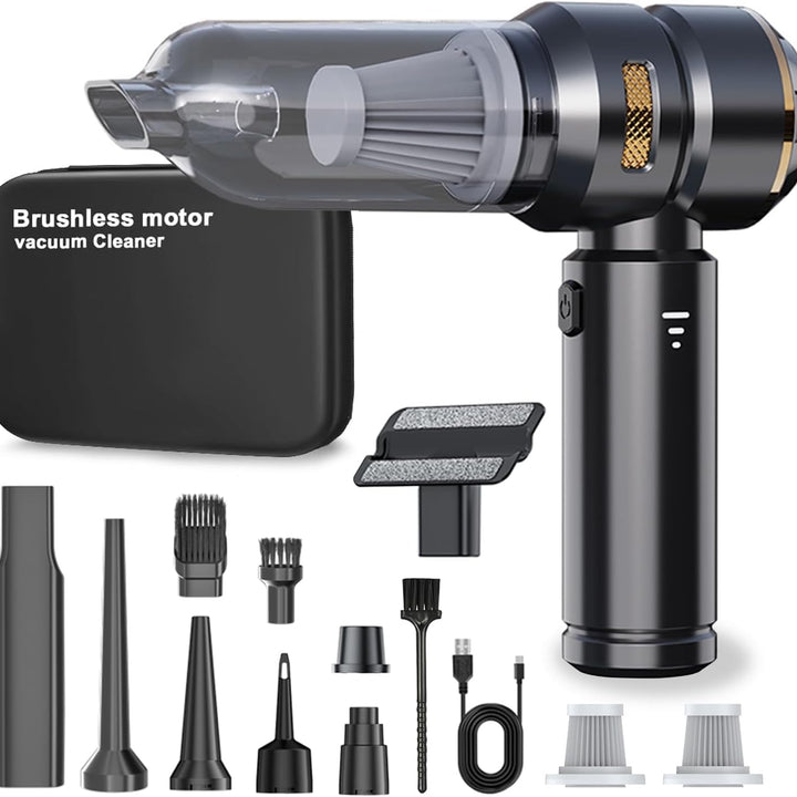 Car Vacuum Cleaner,22000Pa High Power Mini Vacuum Cleaner,Rechargeable Handheld Vacuum,Portable Cordless Compressed Air Duster Air Blower for Car Home (Gold Black)