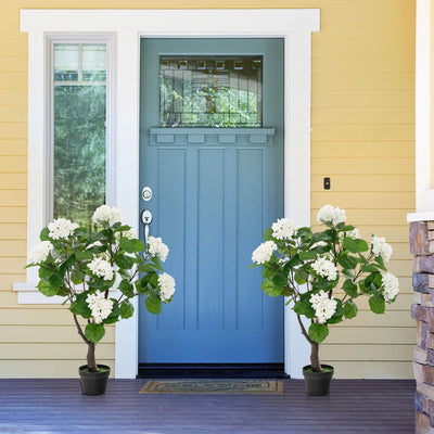 Artificial Hydrangea Tree with 11 White Flowers – Elegant Home, Office & Event Décor
