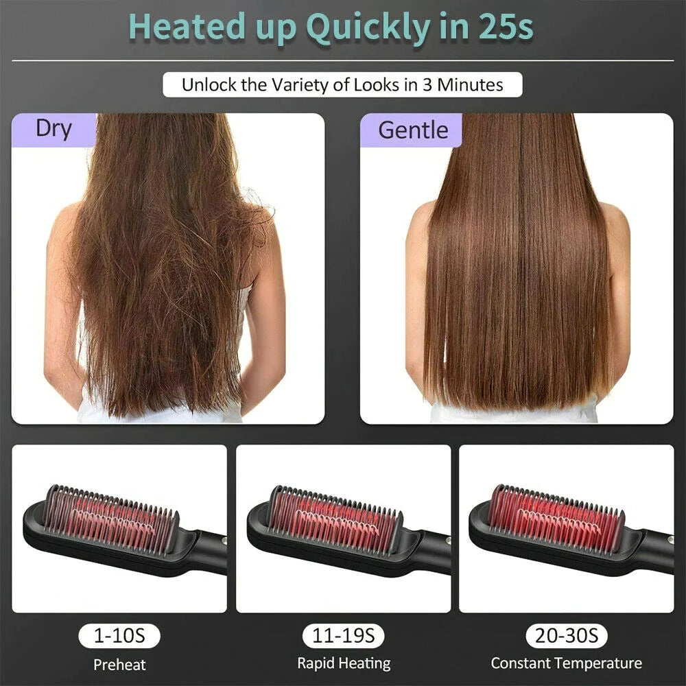 2-in-1 Hair Straightener & Curler – Ceramic Hot Comb