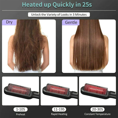 2-in-1 Hair Straightener & Curler – Ceramic Hot Comb