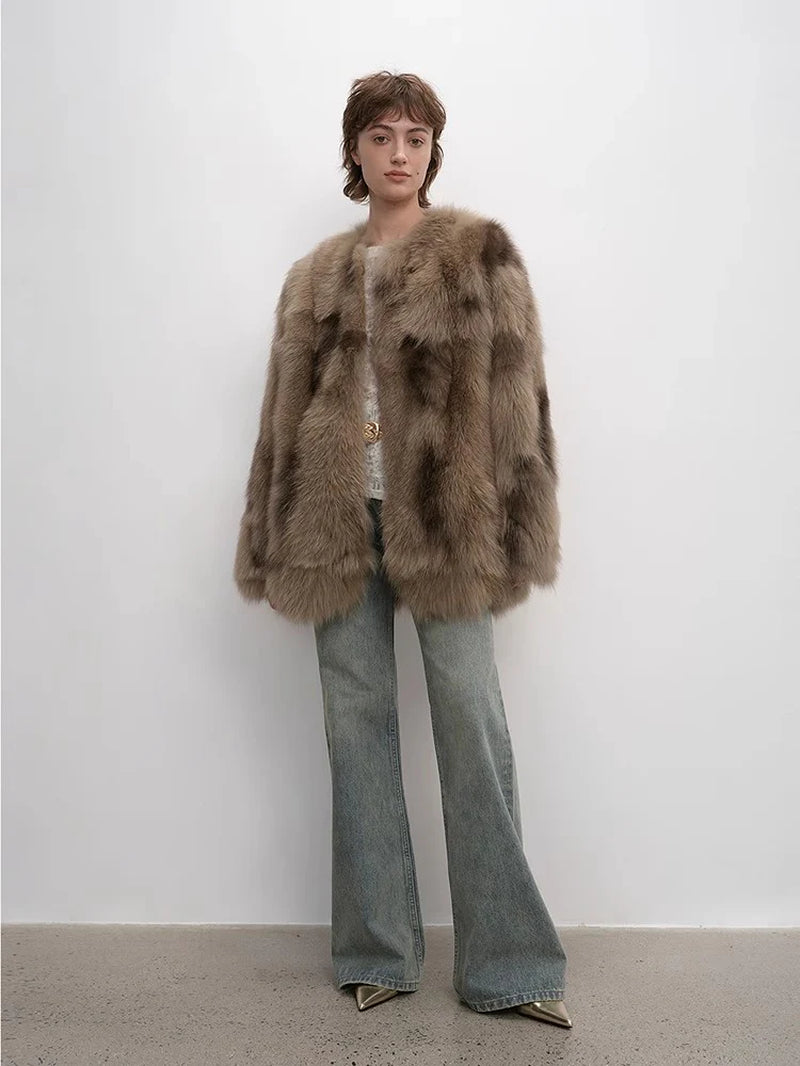 Rust & Caramel Fox Fur Coat