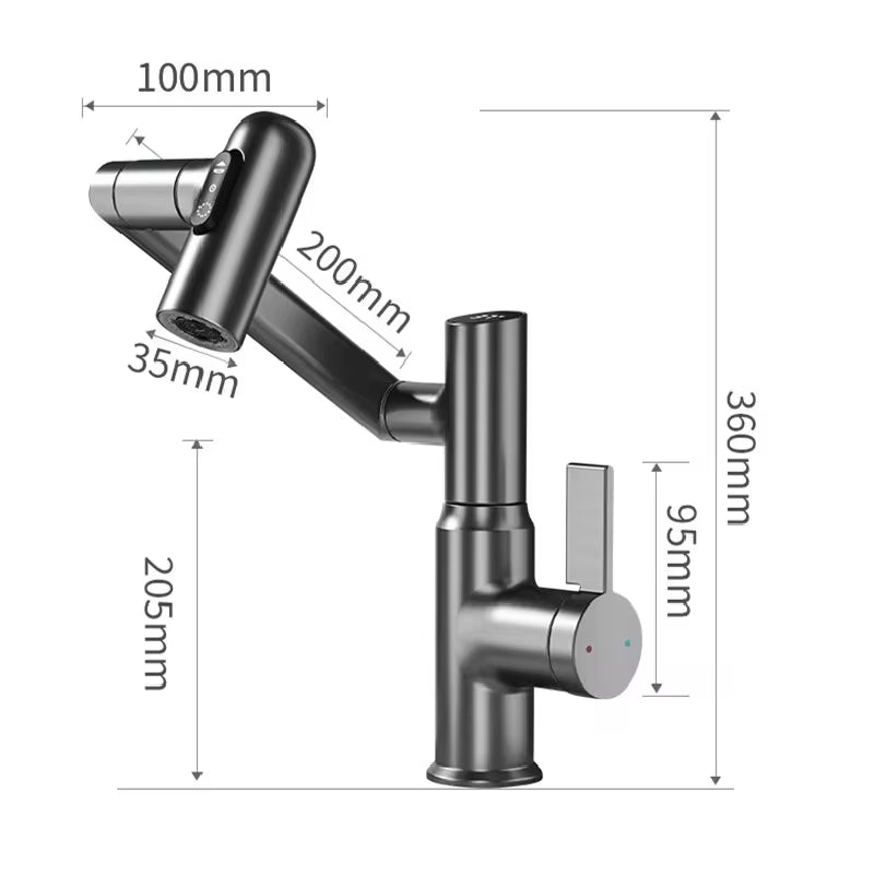 Modern LED Faucet – 360° Rotating Bathroom Sink Mixer with Temperature Display